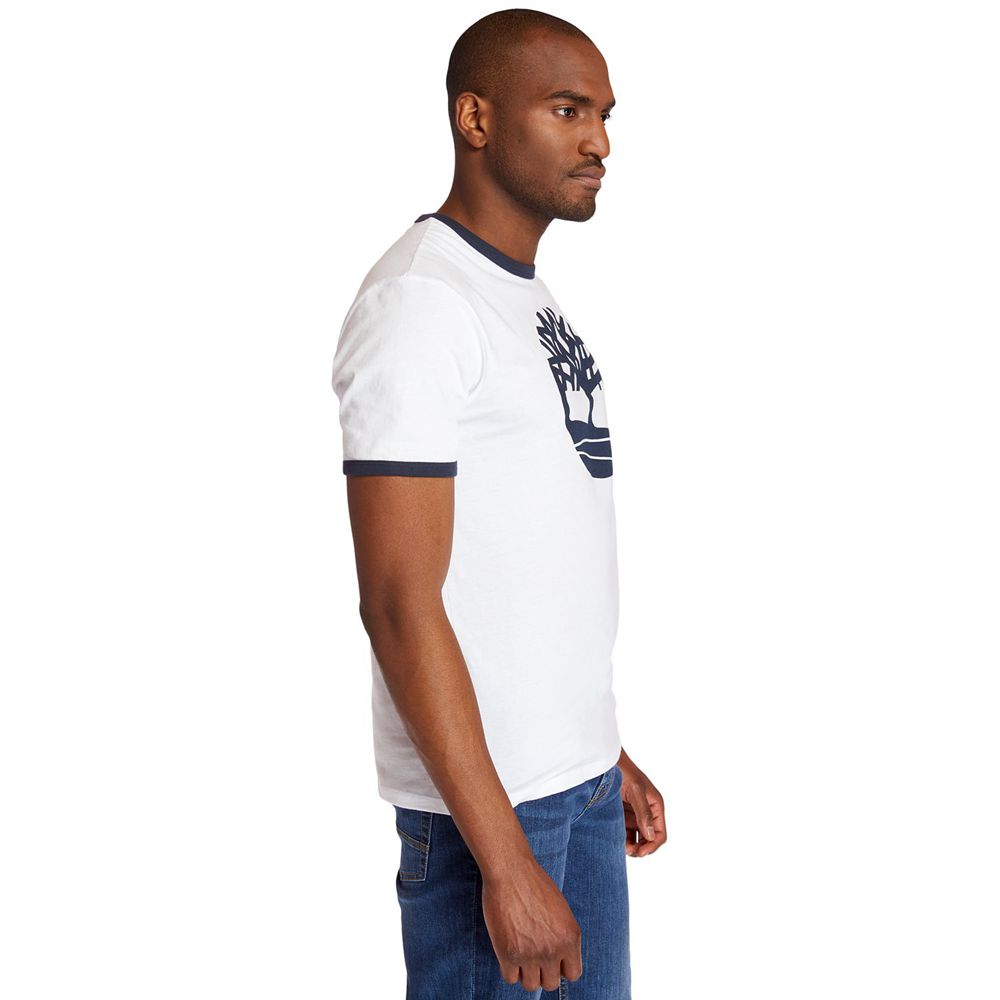 Camisetas Masculino - Timberland Tree Logo Ringer - GXKFU1547 - Branco